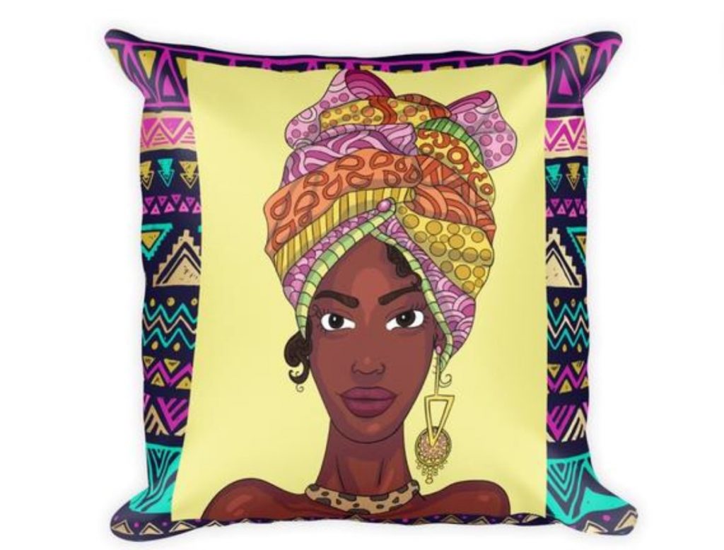 "Headwrap Queen" Square Pillow $34.99 