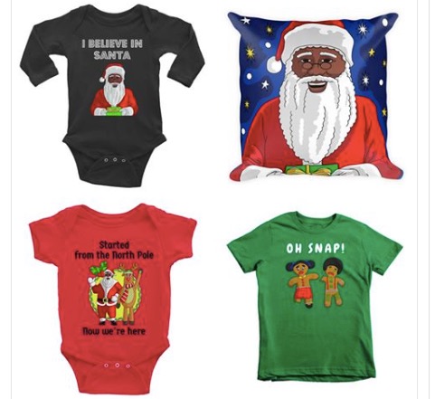 For a Limited Time Only: Black Santa pillows, onesies, and more!